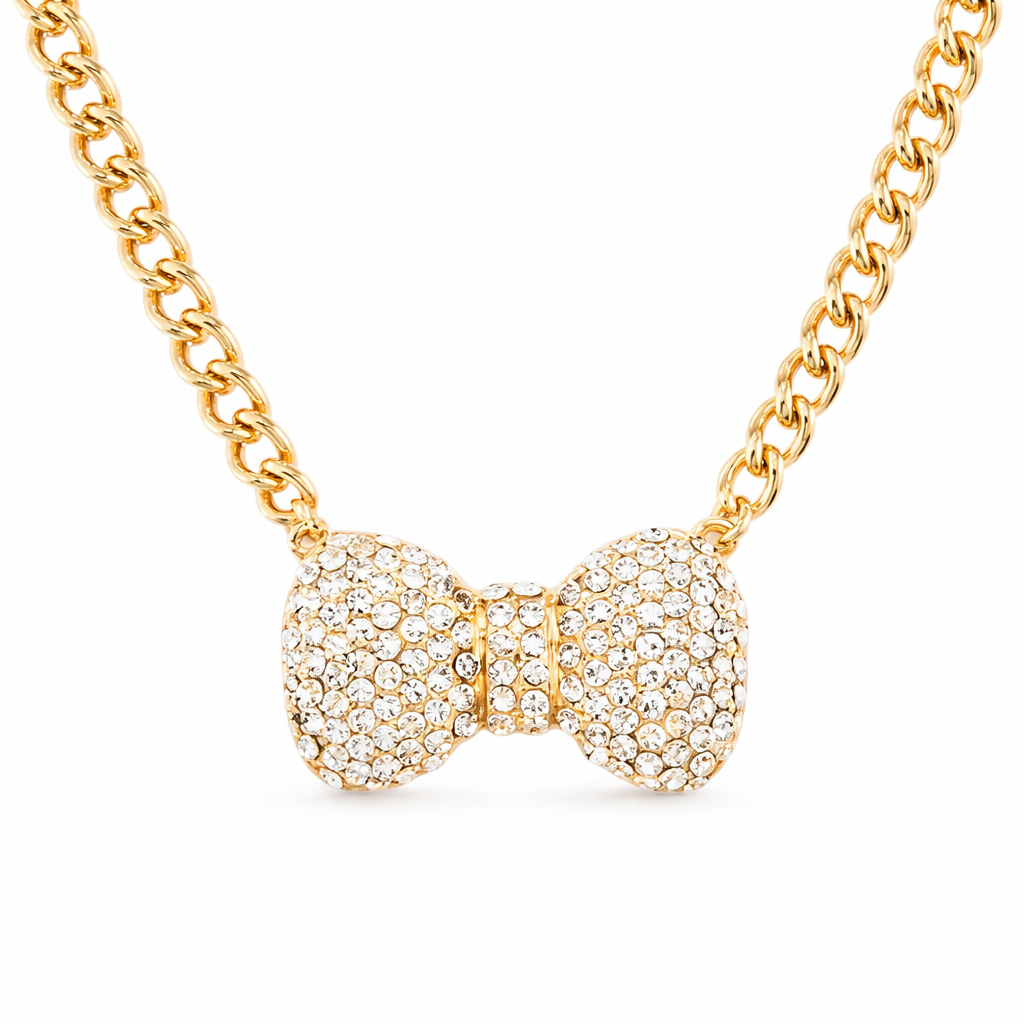 Crystal Bow Pendant Necklace