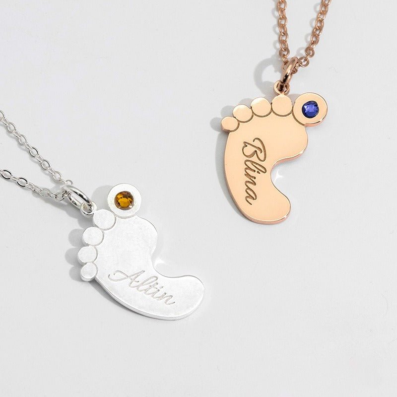 Baby Feet Name Necklace - No Hustle Mom Jewelry