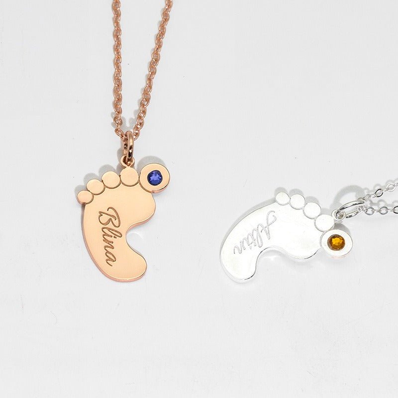 Baby Feet Name Necklace - No Hustle Mom Jewelry