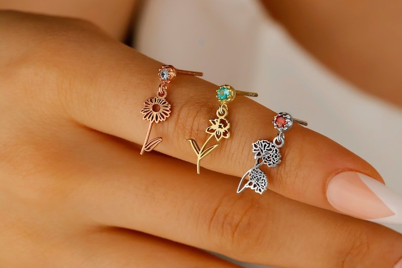 Birthstone Flower Drop Earrings - No Hustle Mom Jewelry