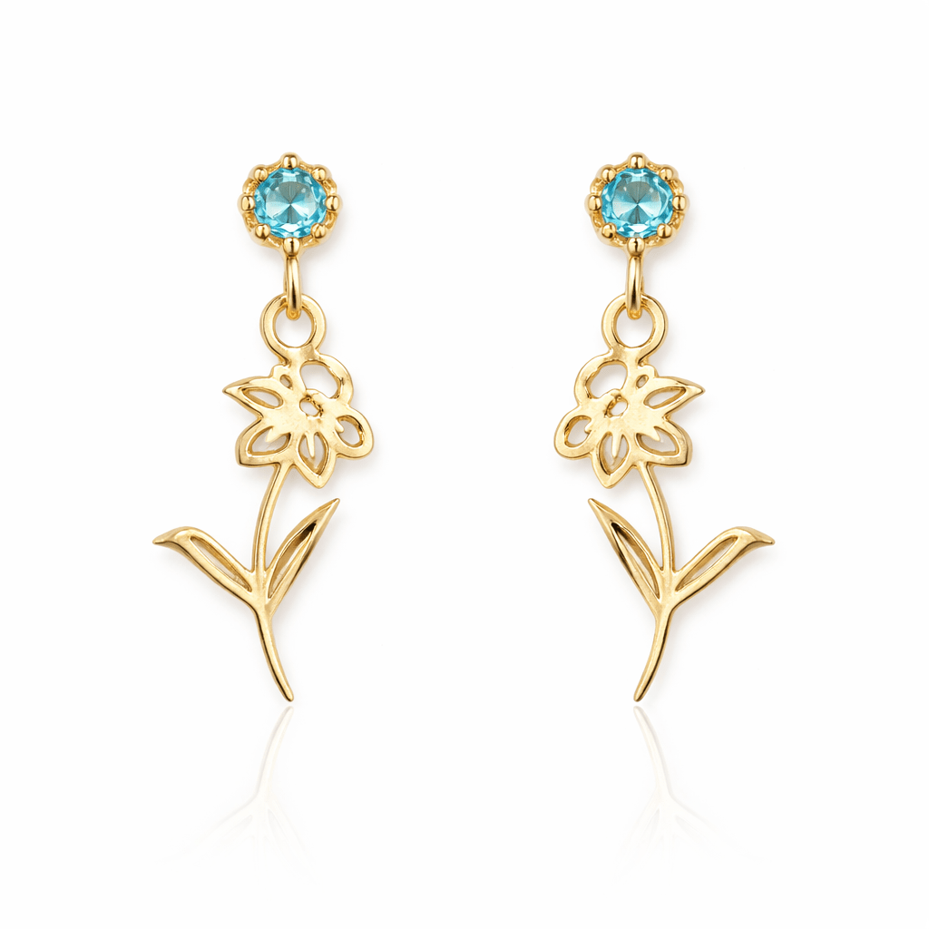 Birthstone Flower Drop Earrings - No Hustle Mom Jewelry