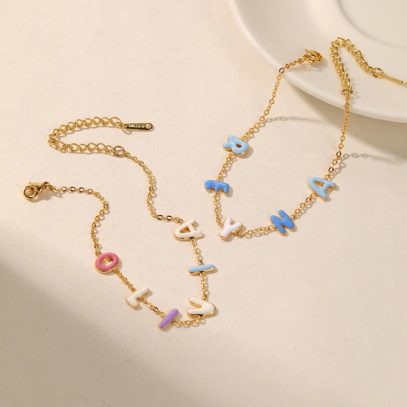 Bubble Name Bracelet - No Hustle Mom Jewelry