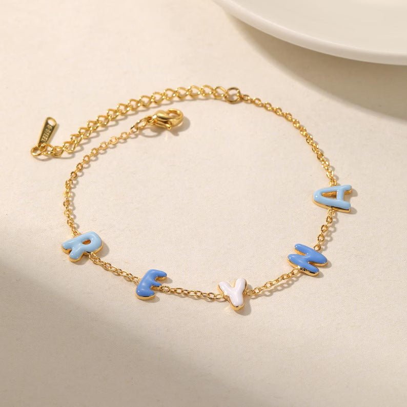 Bubble Name Bracelet - No Hustle Mom Jewelry