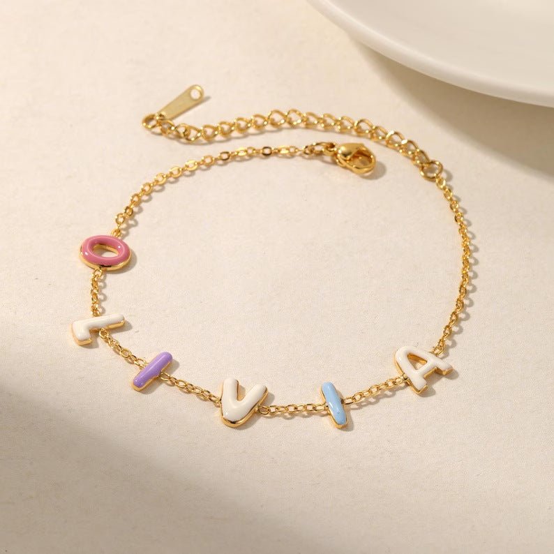 Bubble Name Bracelet - No Hustle Mom Jewelry