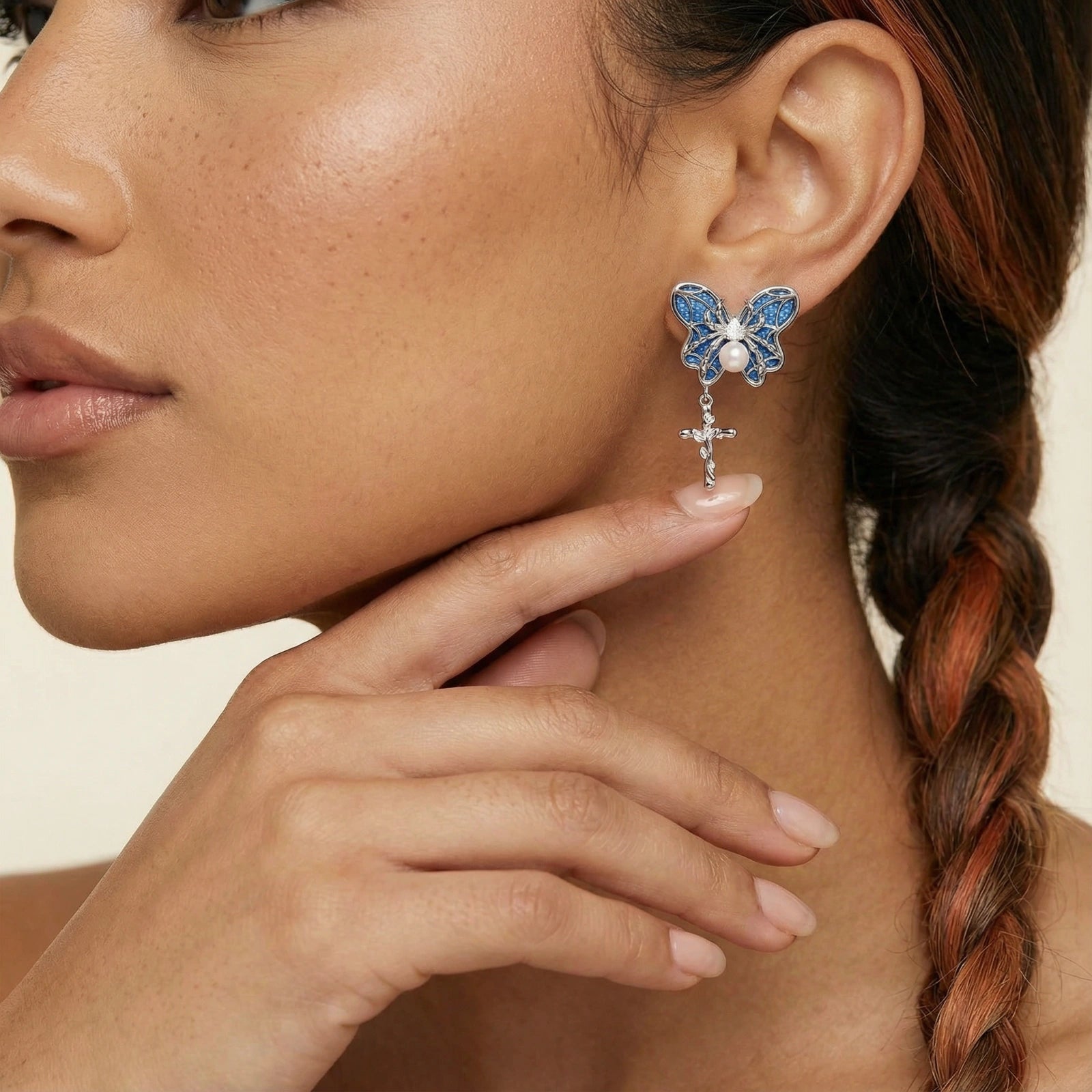 Celestial Butterfly Cross Earrings - No Hustle Mom Jewelry