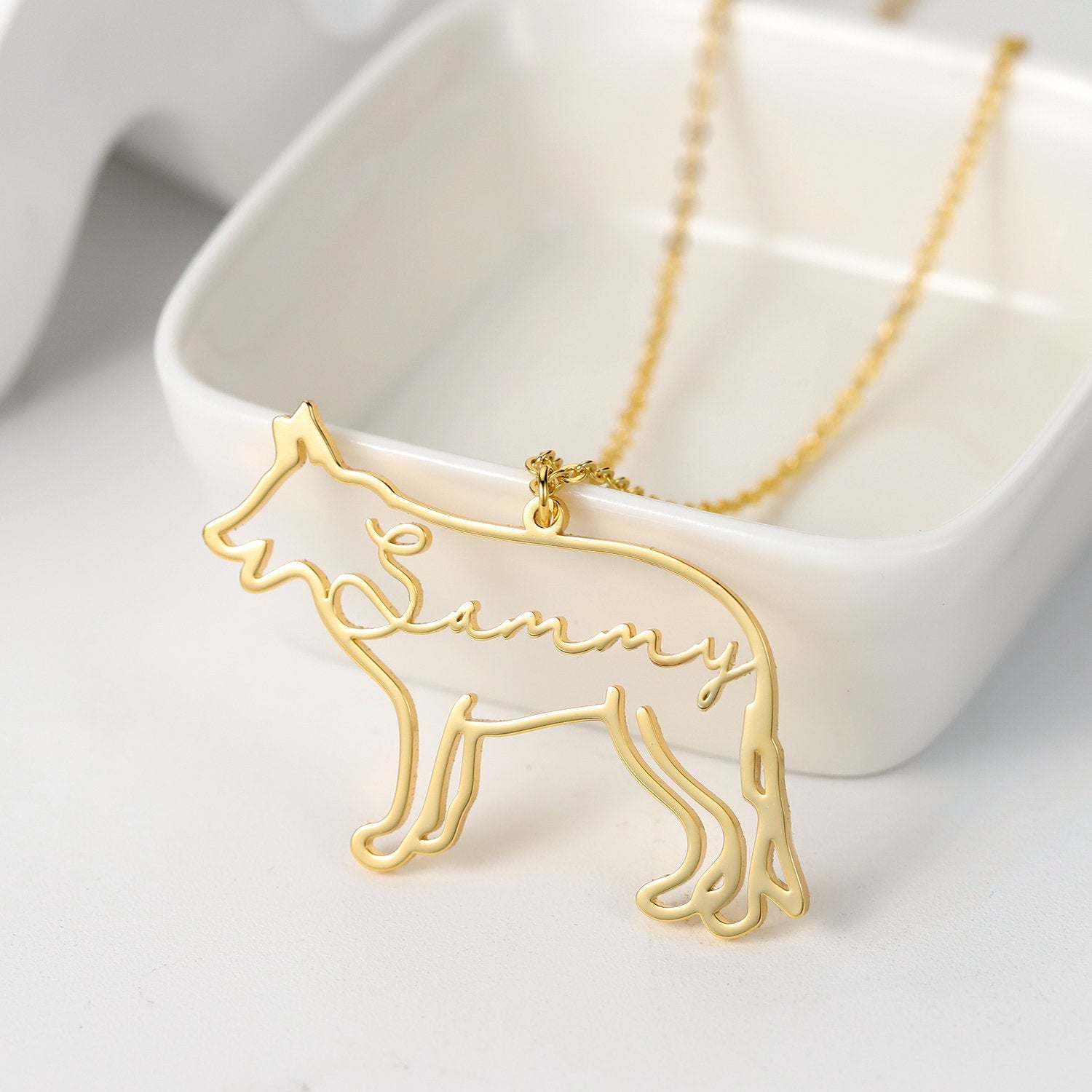 Custom Dog Name Necklace in S925 Silver Personalized Pet Name Jewelry - No Hustle Mom Jewelry