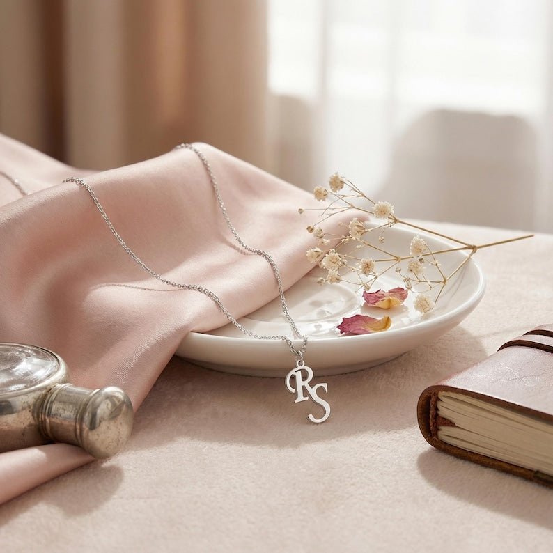 Custom Double Initial Necklace for Women Personalized Letter Jewelry - No Hustle Mom Jewelry