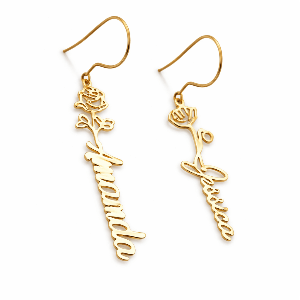 Custom Engraved Script Name Stud Earrings for Women - No Hustle Mom Jewelry