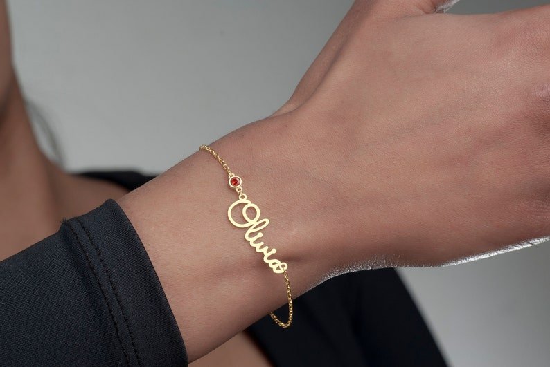 Custom Name and Birthstone Bracelet for Women S925 Silver Personalized Jewelry - No Hustle Mom Jewelry