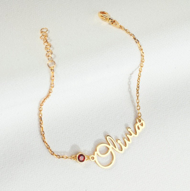 Custom Name and Birthstone Bracelet for Women S925 Silver Personalized Jewelry - No Hustle Mom Jewelry