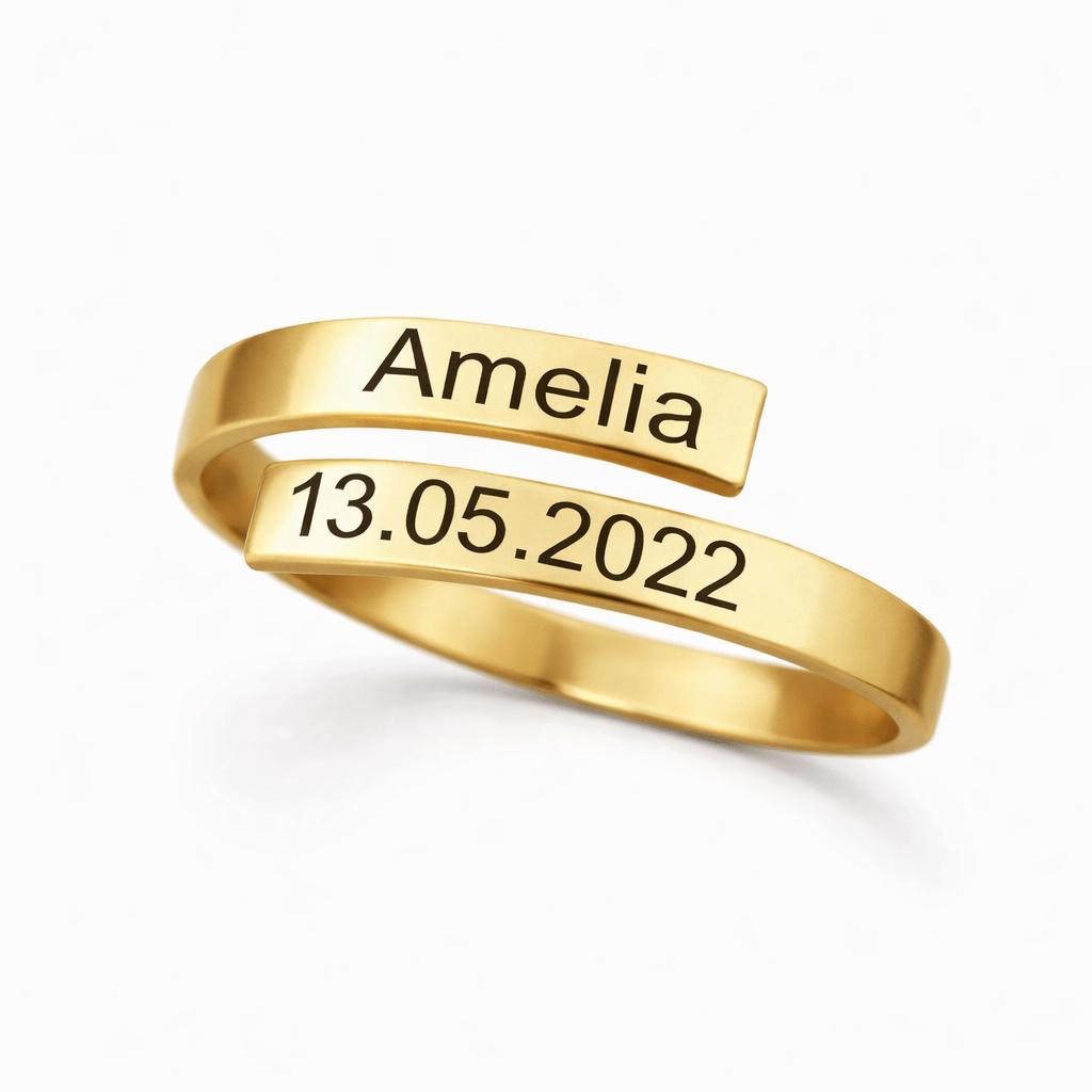Custom Name and Date Open Ring for Women S925 Silver Adjustable Ring - No Hustle Mom Jewelry