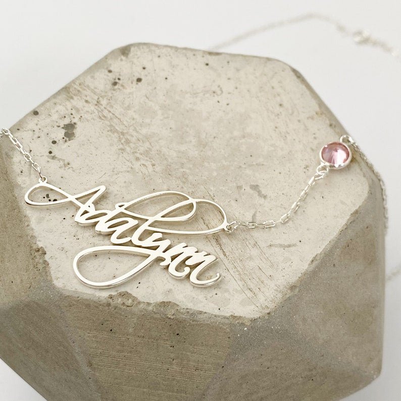 Custom Name Necklace - No Hustle Mom Jewelry