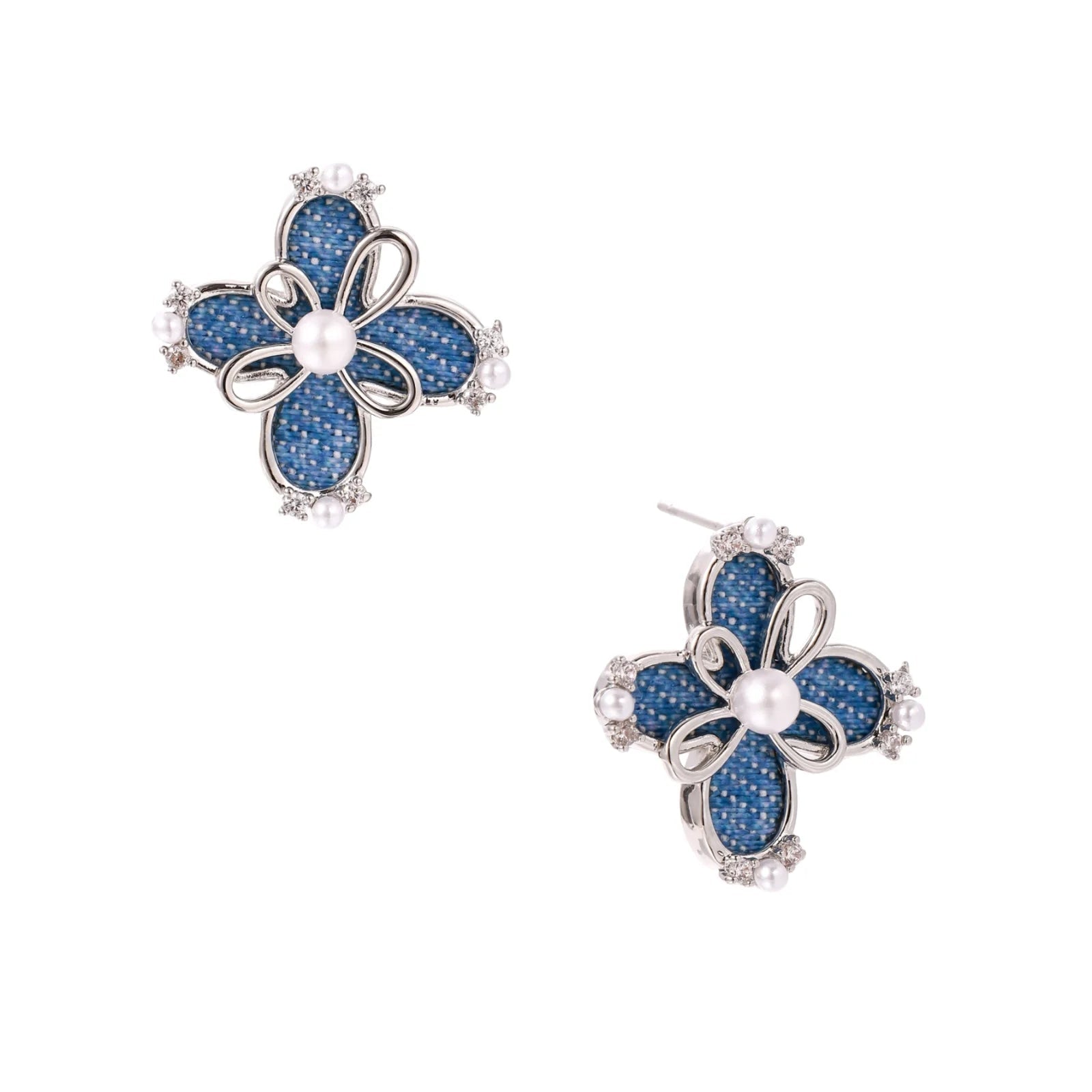 Denim Bloom Studs - No Hustle Mom Jewelry