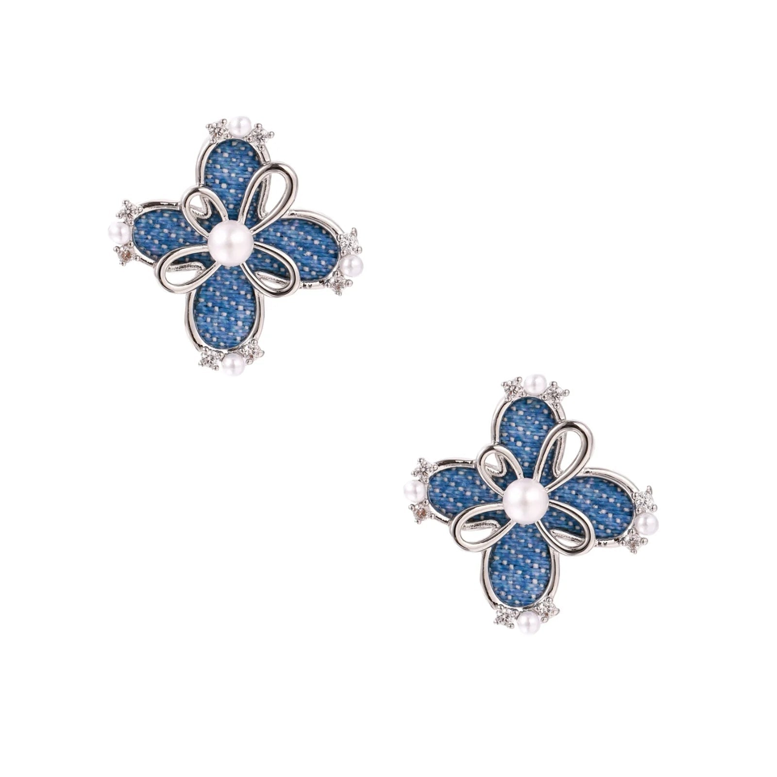 Denim Bloom Studs - No Hustle Mom Jewelry