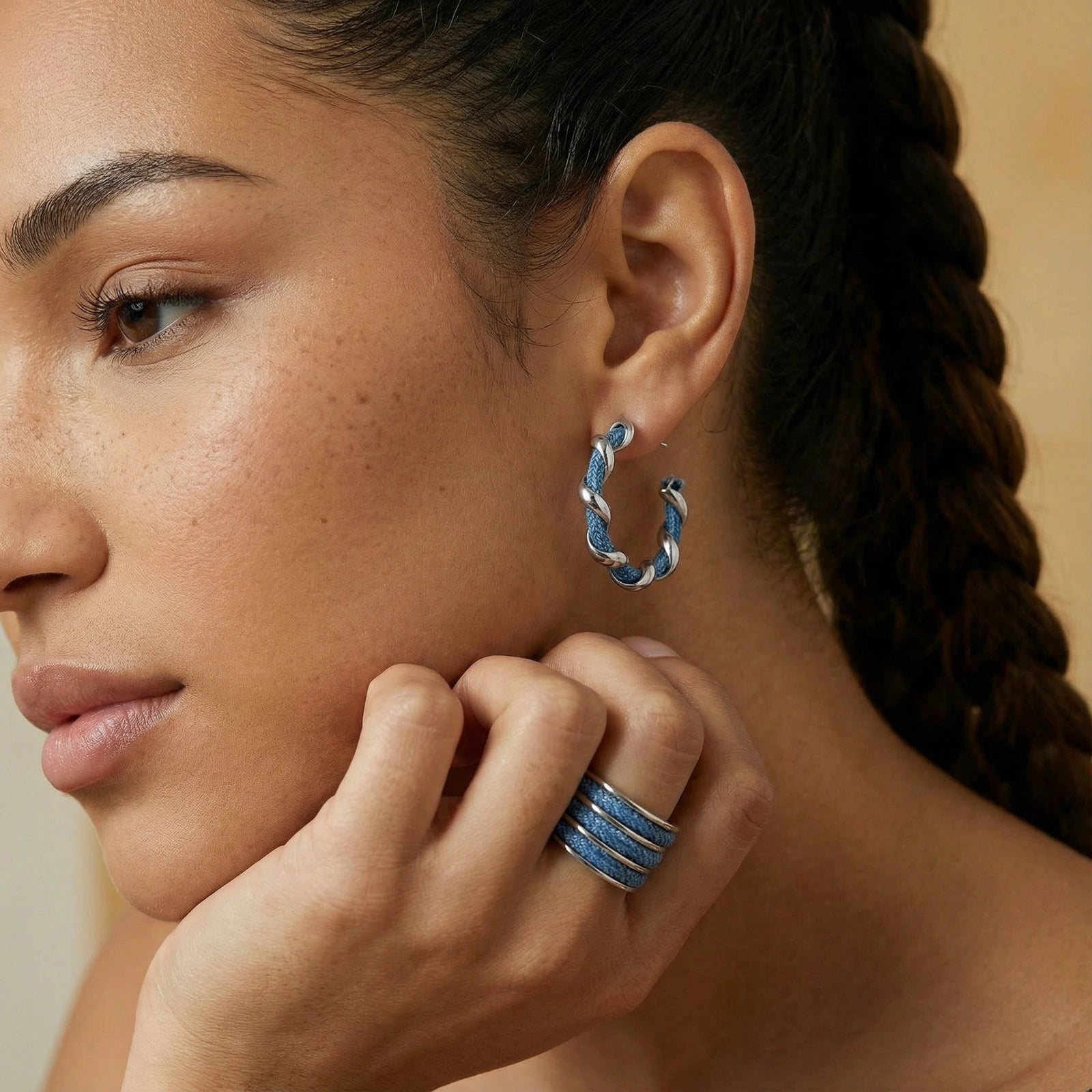 Denim Twist Hoops - No Hustle Mom Jewelry