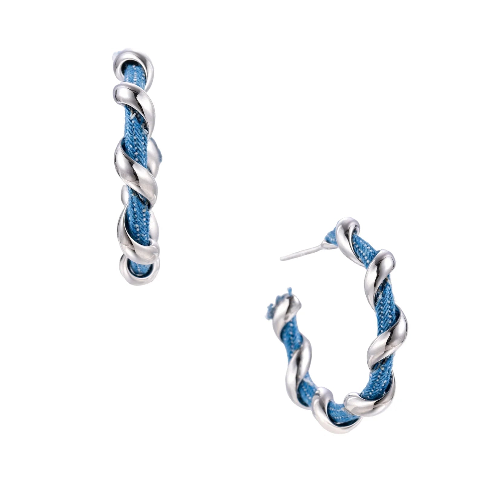 Denim Twist Hoops - No Hustle Mom Jewelry