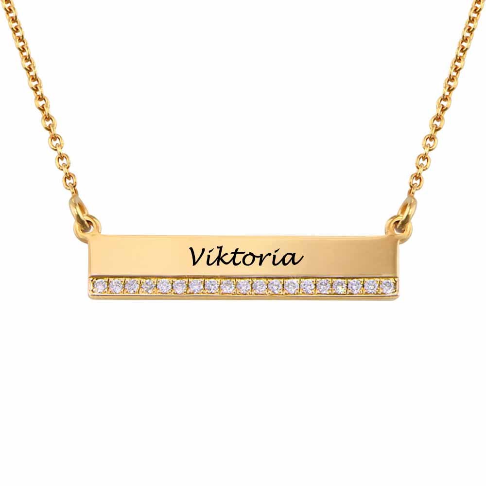 Diamond Name Bar Necklace - No Hustle Mom Jewelry