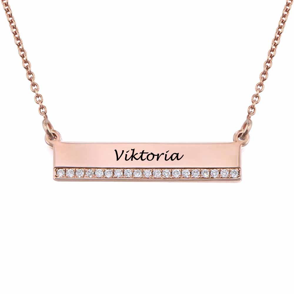 Diamond Name Bar Necklace - No Hustle Mom Jewelry