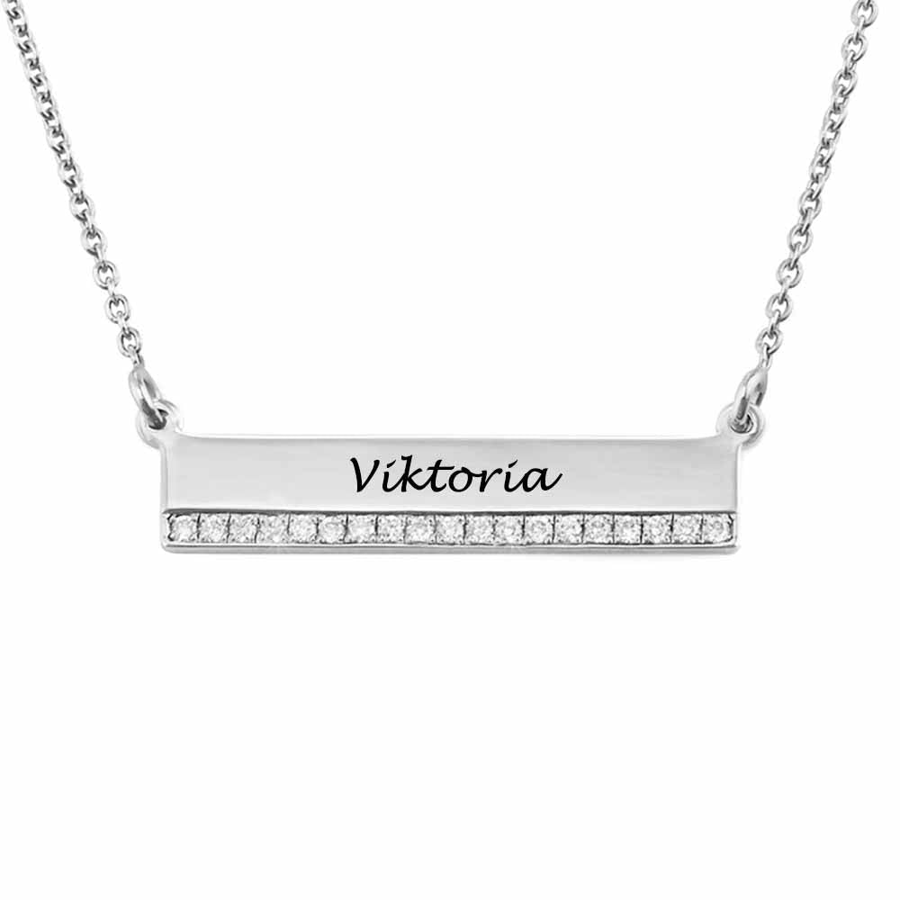Diamond Name Bar Necklace - No Hustle Mom Jewelry