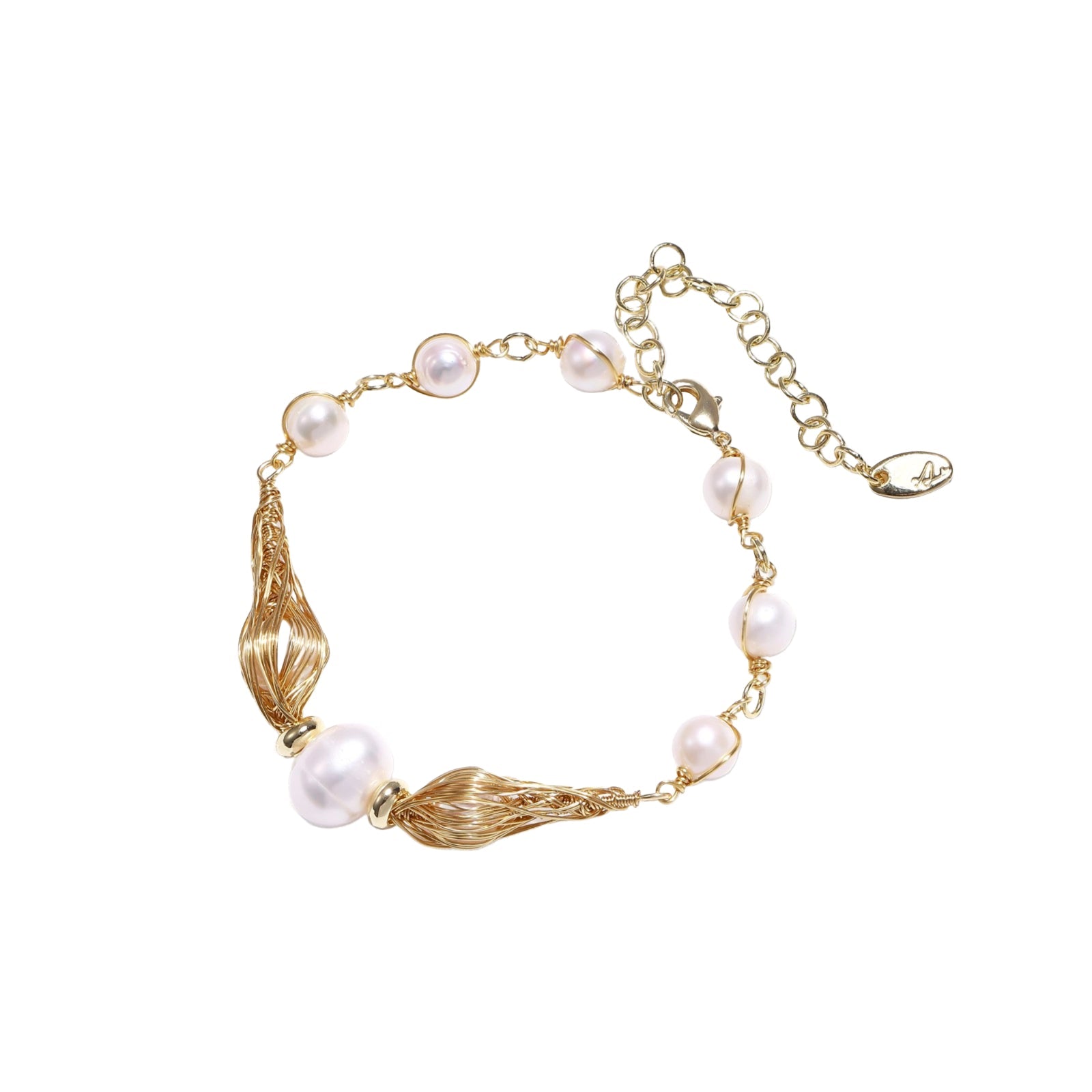 Golden Spiral Pearl Bracelet - No Hustle Mom Jewelry