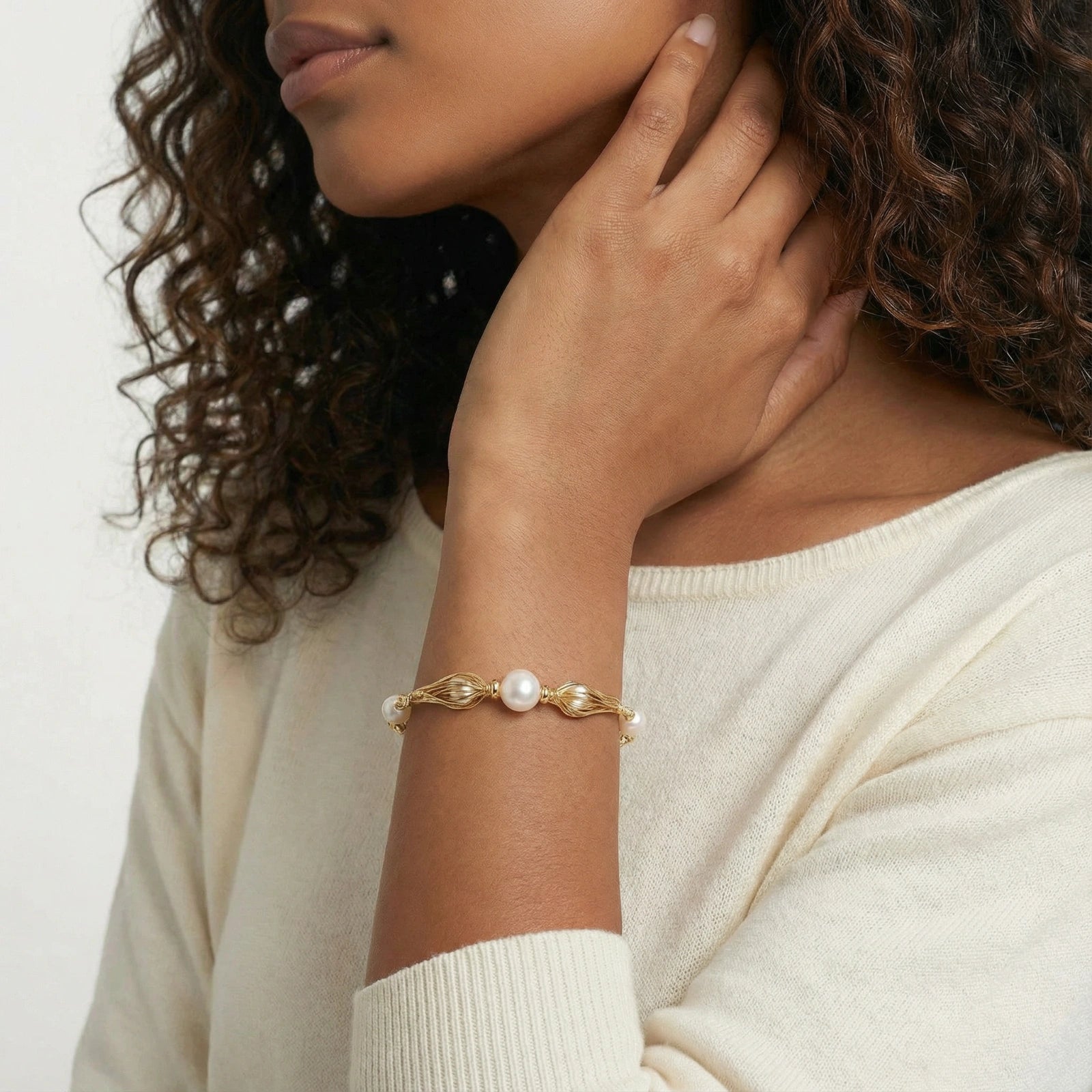 Golden Spiral Pearl Bracelet - No Hustle Mom Jewelry