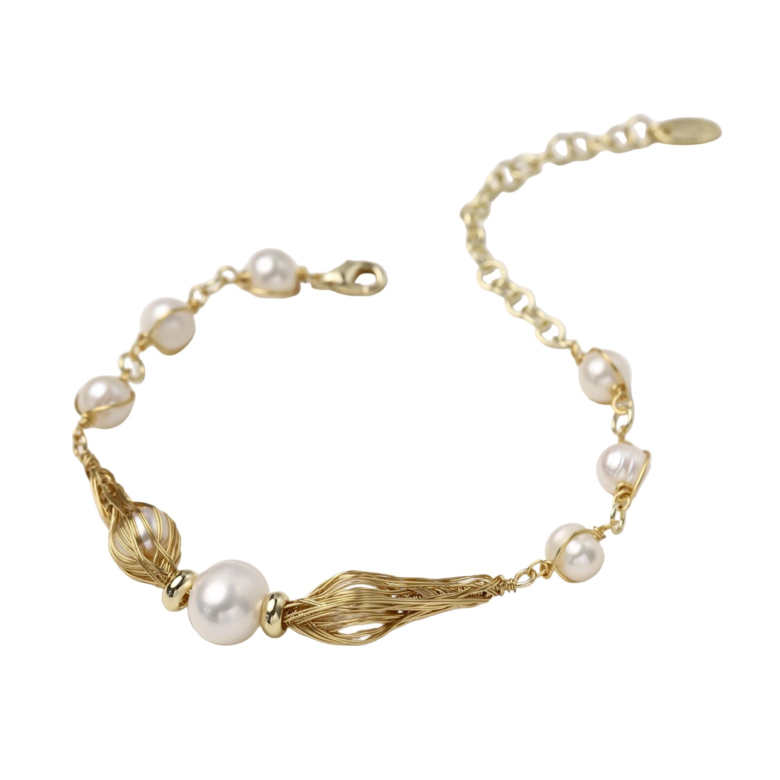 Golden Spiral Pearl Bracelet - No Hustle Mom Jewelry