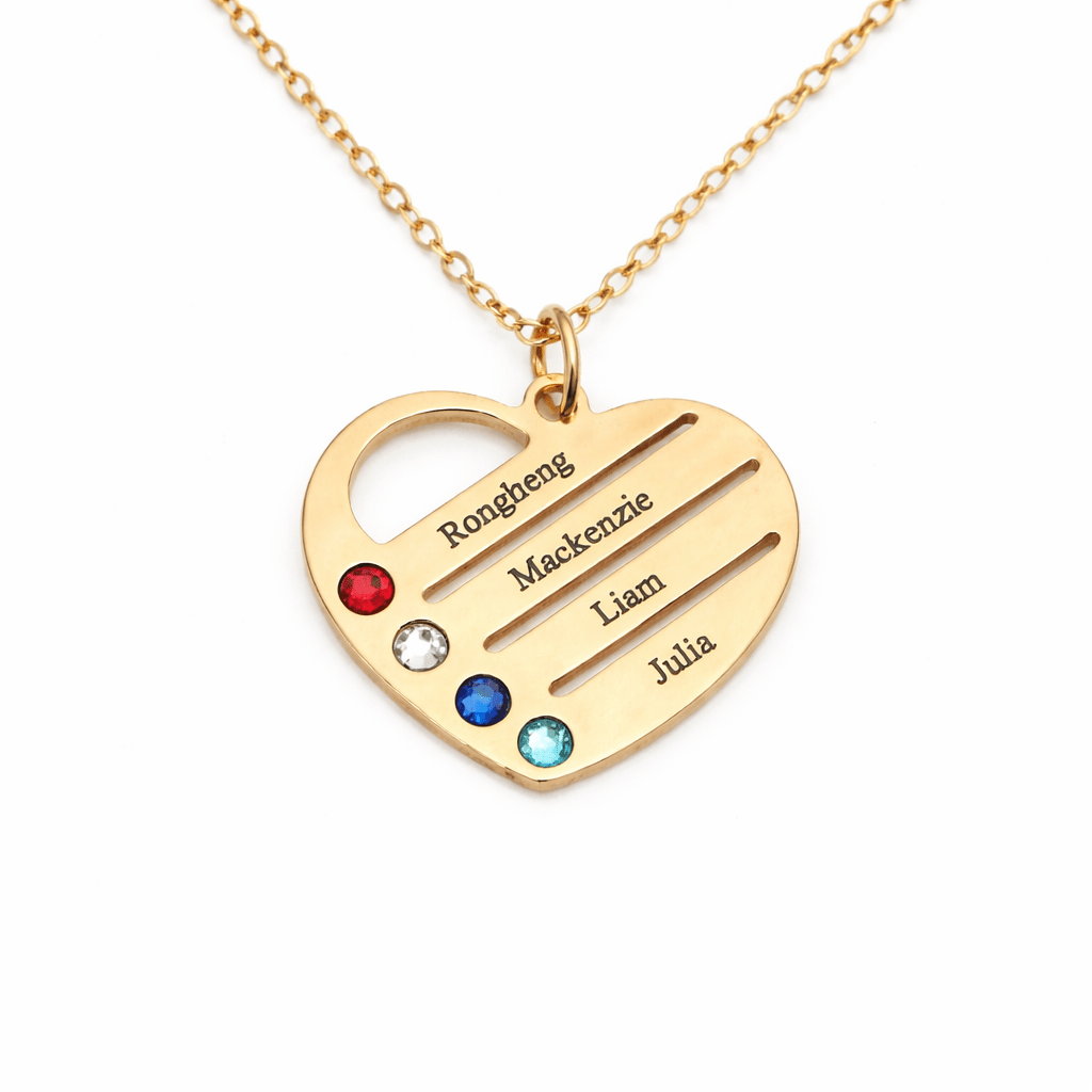 Heart Birthstone Name Necklace - No Hustle Mom Jewelry