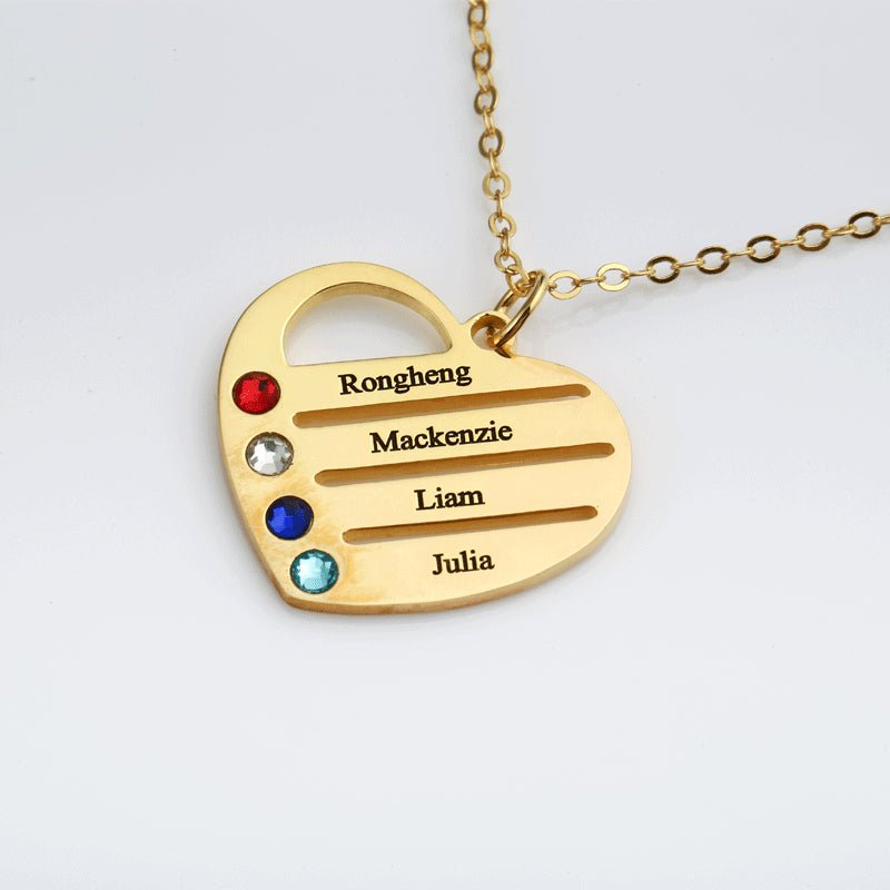 Heart Birthstone Name Necklace - No Hustle Mom Jewelry