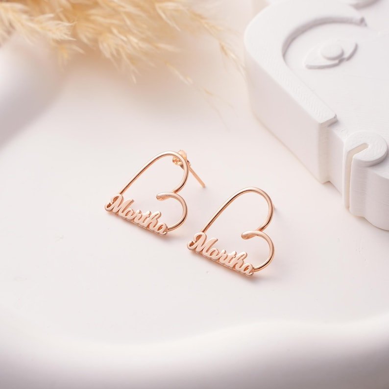 Heart Name Stud Earrings - No Hustle Mom Jewelry