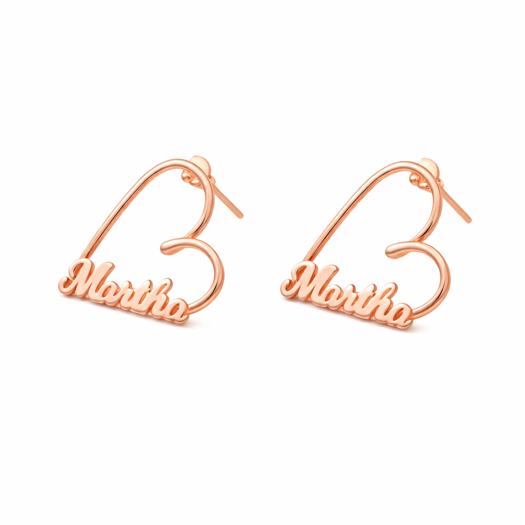 Heart Name Stud Earrings - No Hustle Mom Jewelry