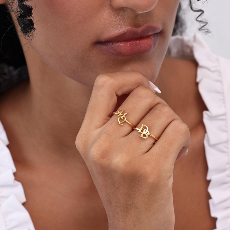 Initial Open Ring - No Hustle Mom Jewelry