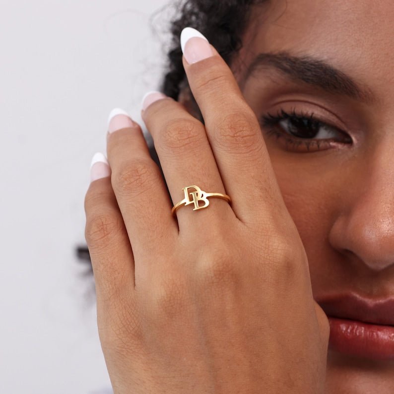 Initial Open Ring - No Hustle Mom Jewelry