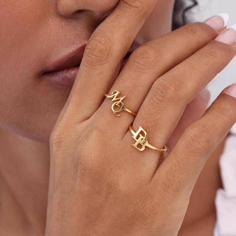 Initial Open Ring - No Hustle Mom Jewelry