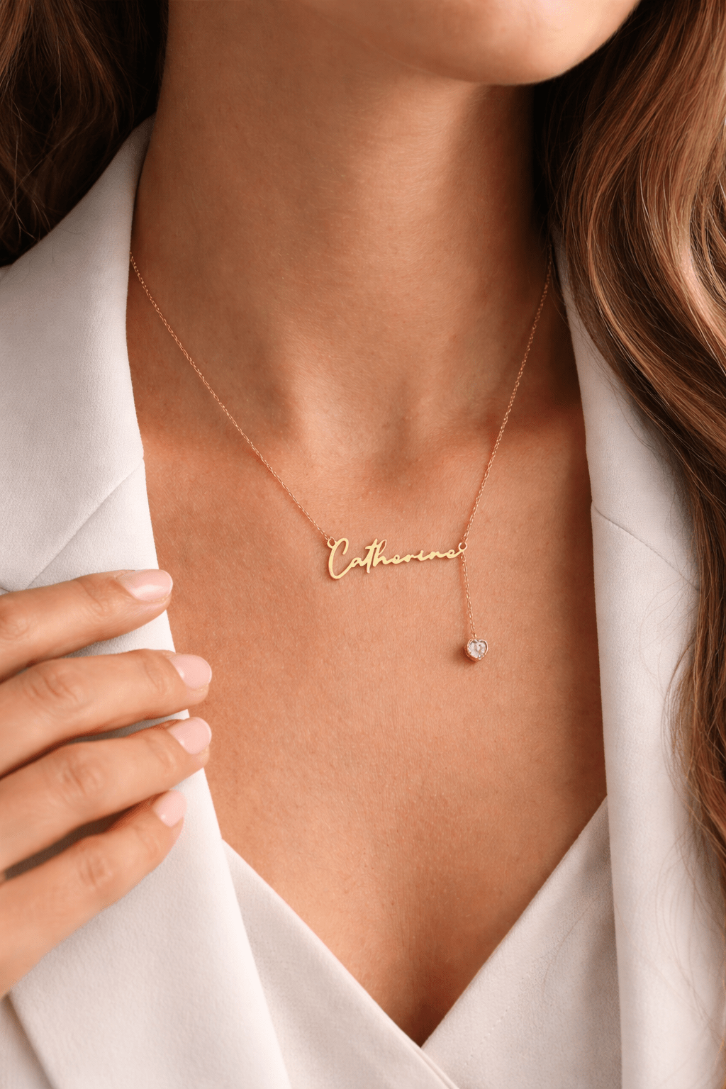 Personalized Name Necklace with Birthstone in Cursive Script - No Hustle Mom Jewelry